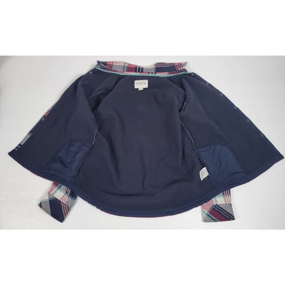 Orvis Womens Large Plaid Tartan Red Blue‎ Shacket Jacket Fleece Lined 1316588 - Picture 2 of 10